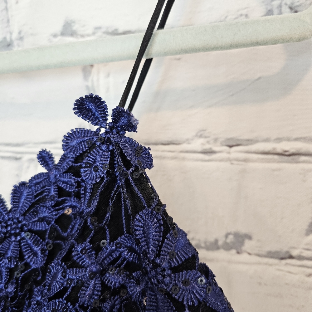 Self-Portrait Navy Lace Double Peplum Midi Dress - Picture 6 of 10